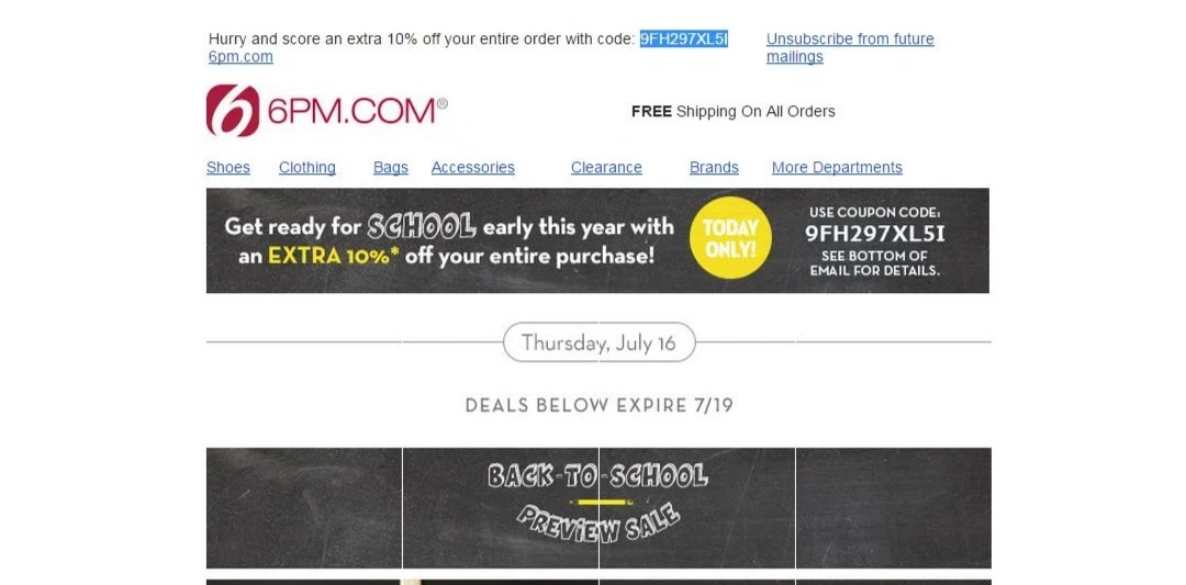 Coupon codes for 6pm