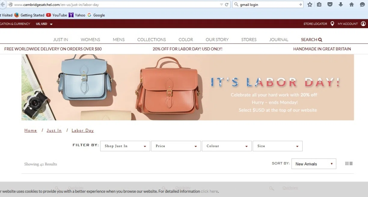 ... Cambridge Satchel Co. - 20% Off Select Satchels On Labor Day Special