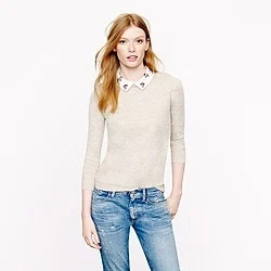 Convertible jewel-collar linen sweater