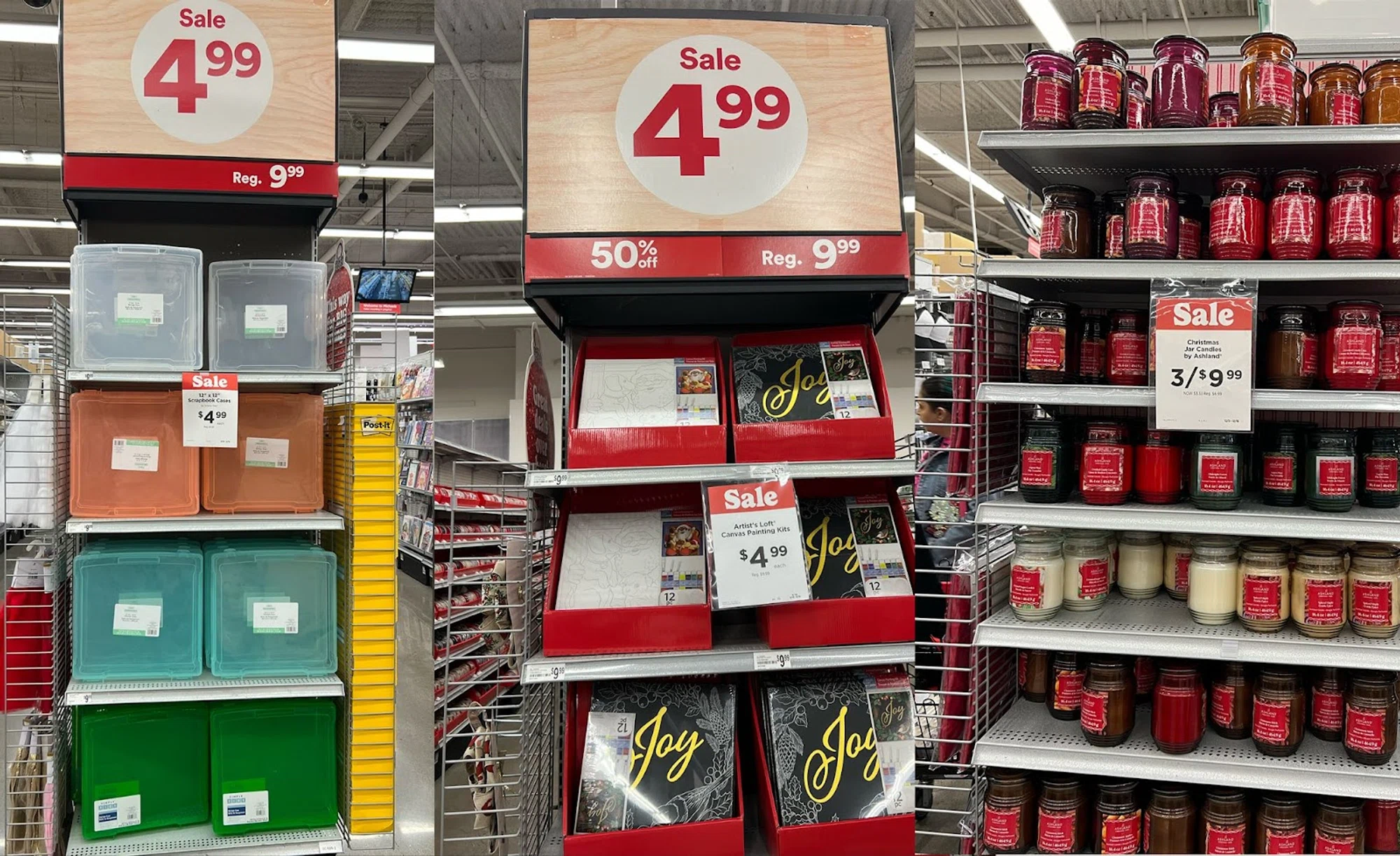 Michaels end cap shelves have clearance sales, where you can get items and crafts around 50% off.