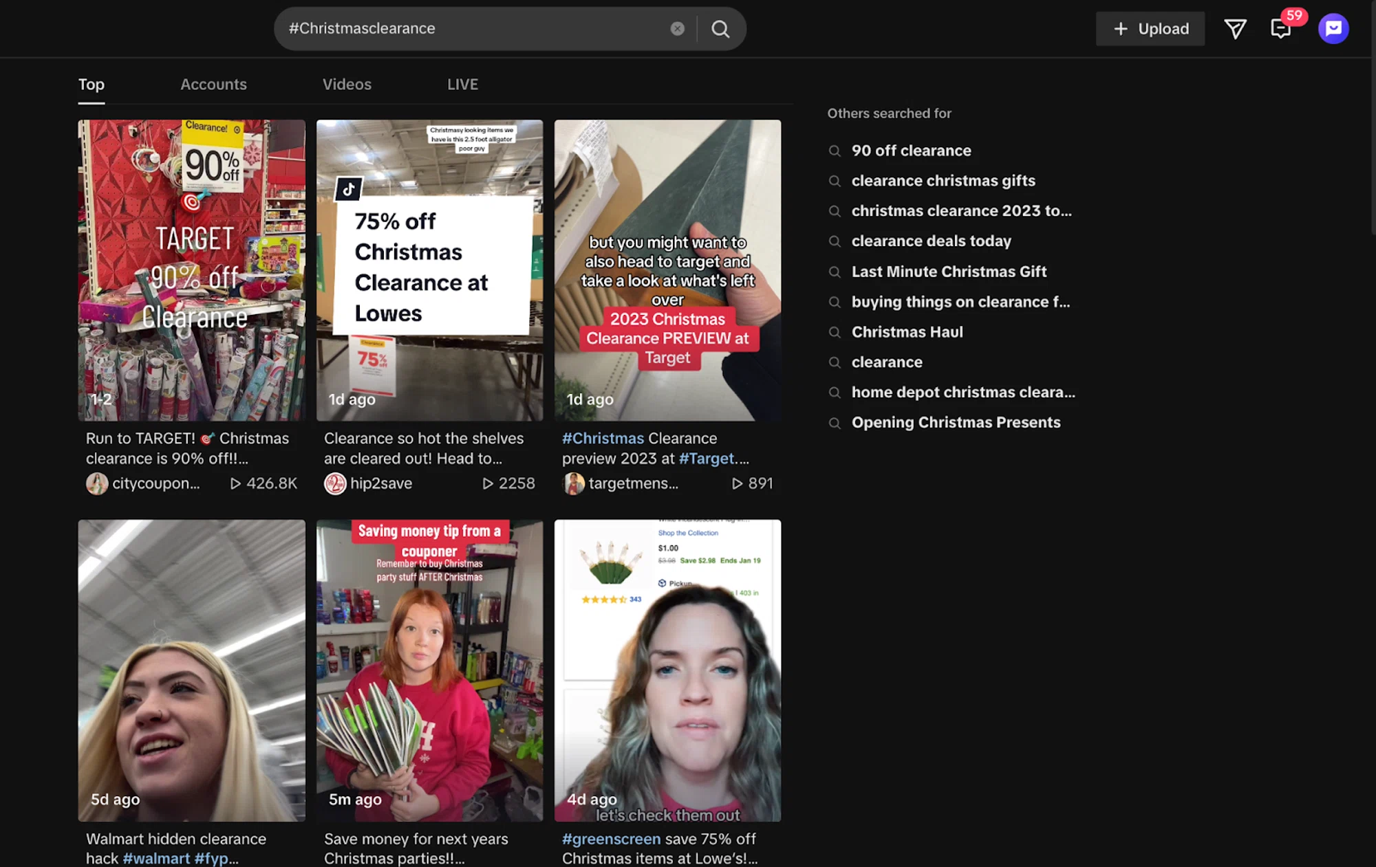 Searching hashtags on TikTok can lead to finding great deal tips and savings secrets for Christmas clearances.