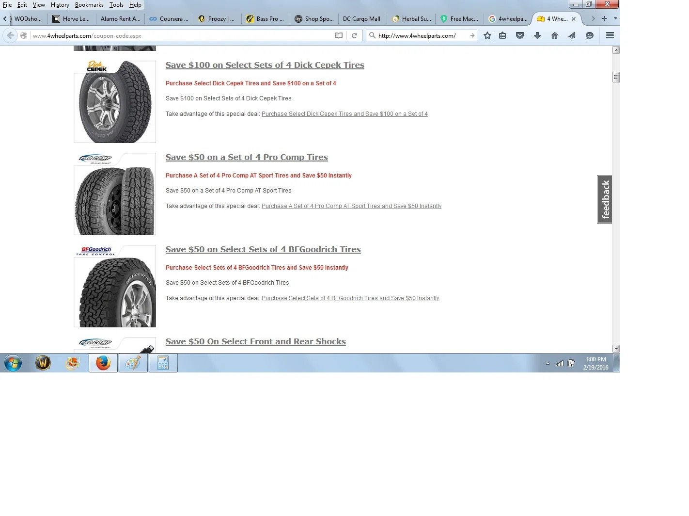 Coupon parts select