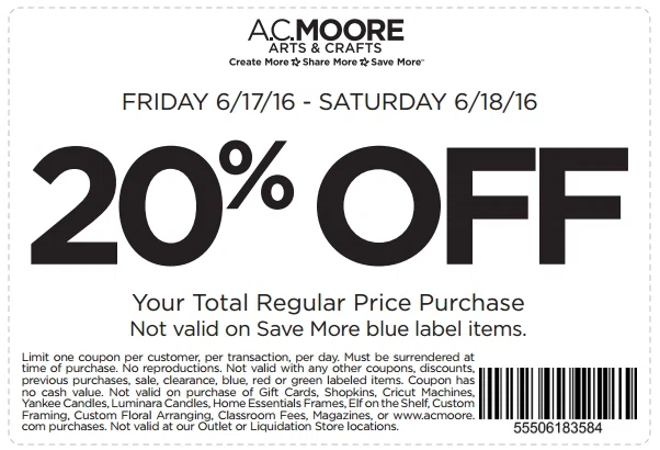 Ac moore coupon 20 off entire purchase