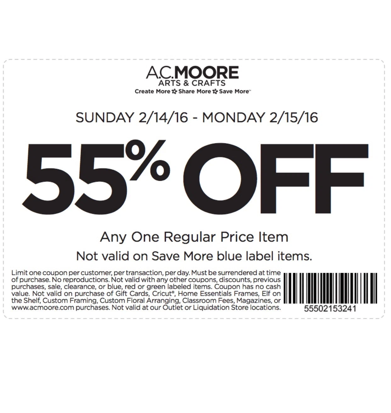55 coupon ac moore
