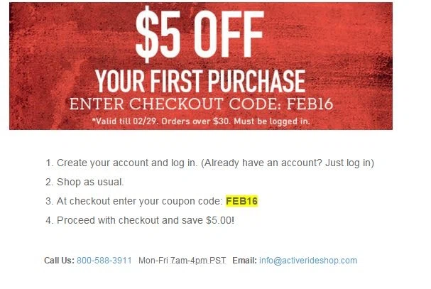 Active ride shop coupons