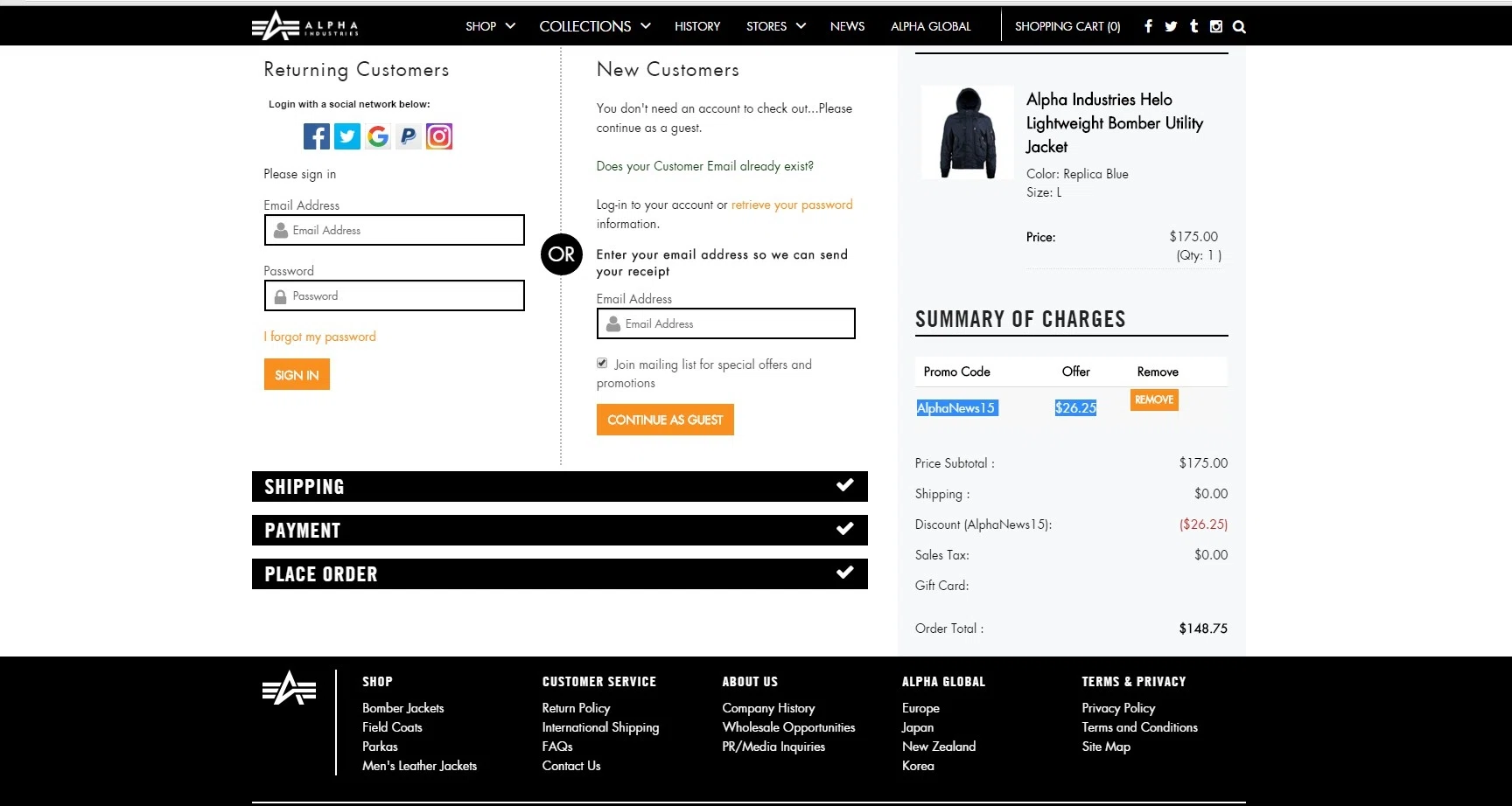 Alpha industries coupon code