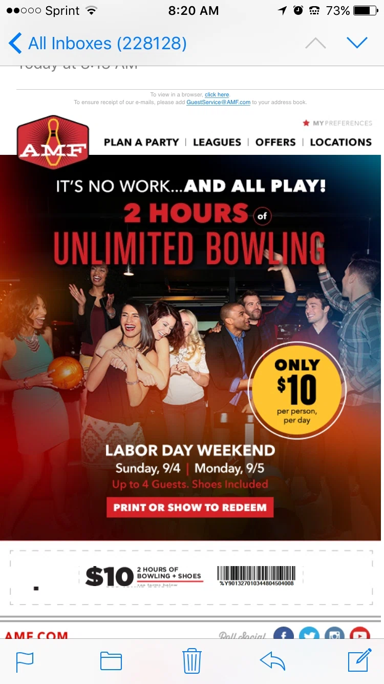 Bowling discount coupons
