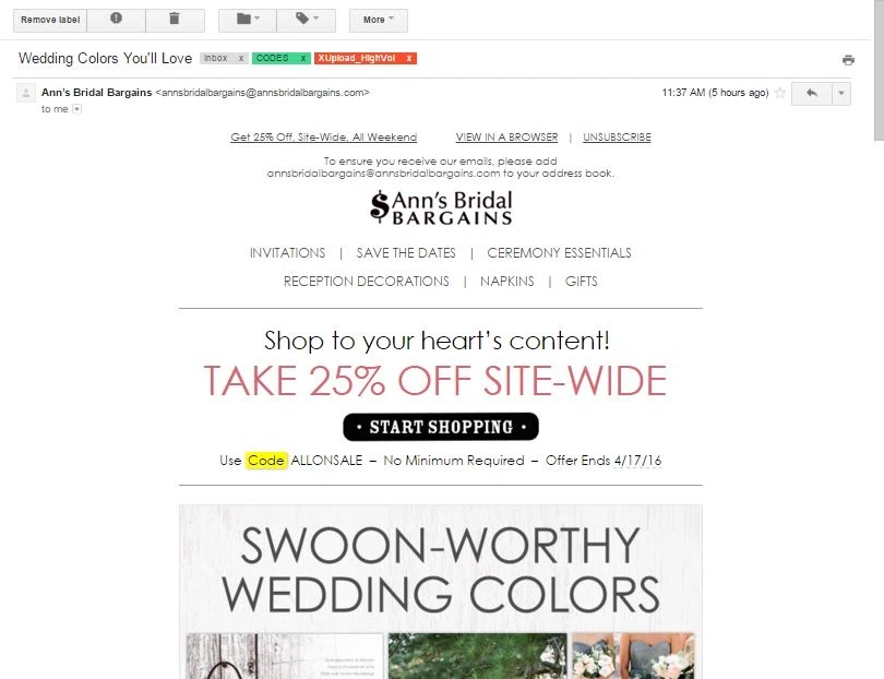 Ann's bridal bargains coupon discount codes
