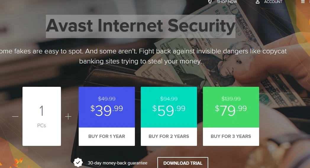 Avast Internet Security Parado