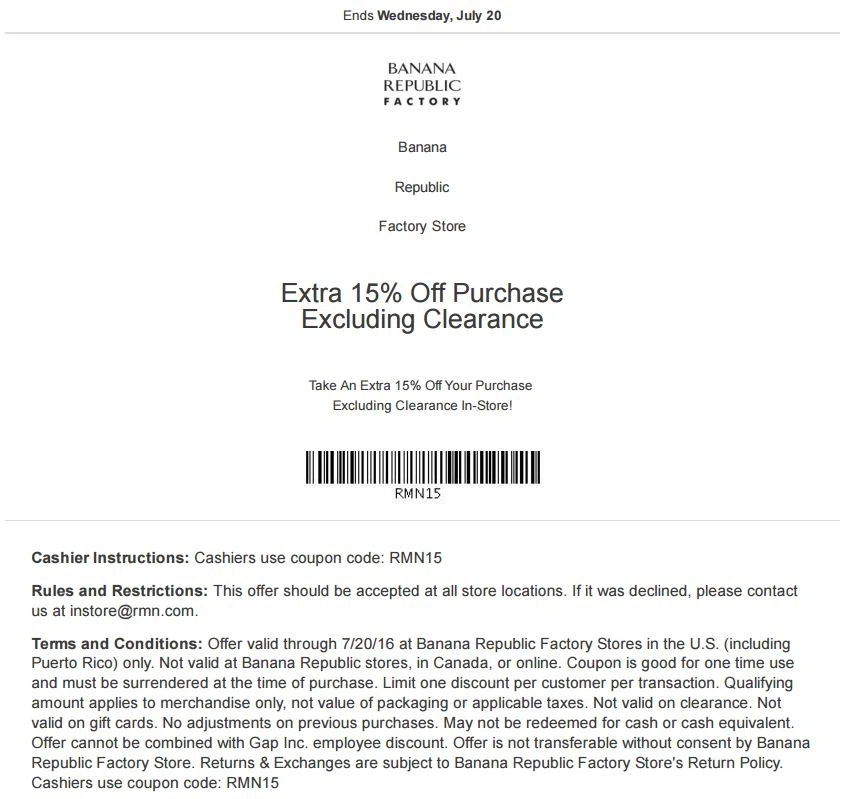 Banana republic factory coupon code
