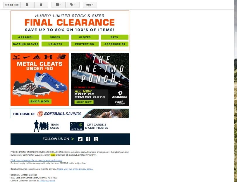 Baseball savings coupons free shipping