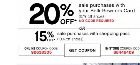 Belk coupon code without belk card