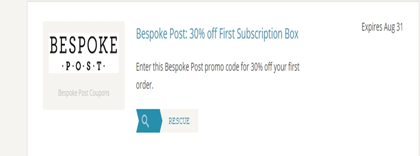 Bespoke post coupon code By subscribing to have a Bespoke Post box delivered each month, you will save on the cost of the box, and you can still opt out or swap to a different themed box. Save off your next purchase by using one of the promo codes from ezeciris.ml found below!5/5(1).