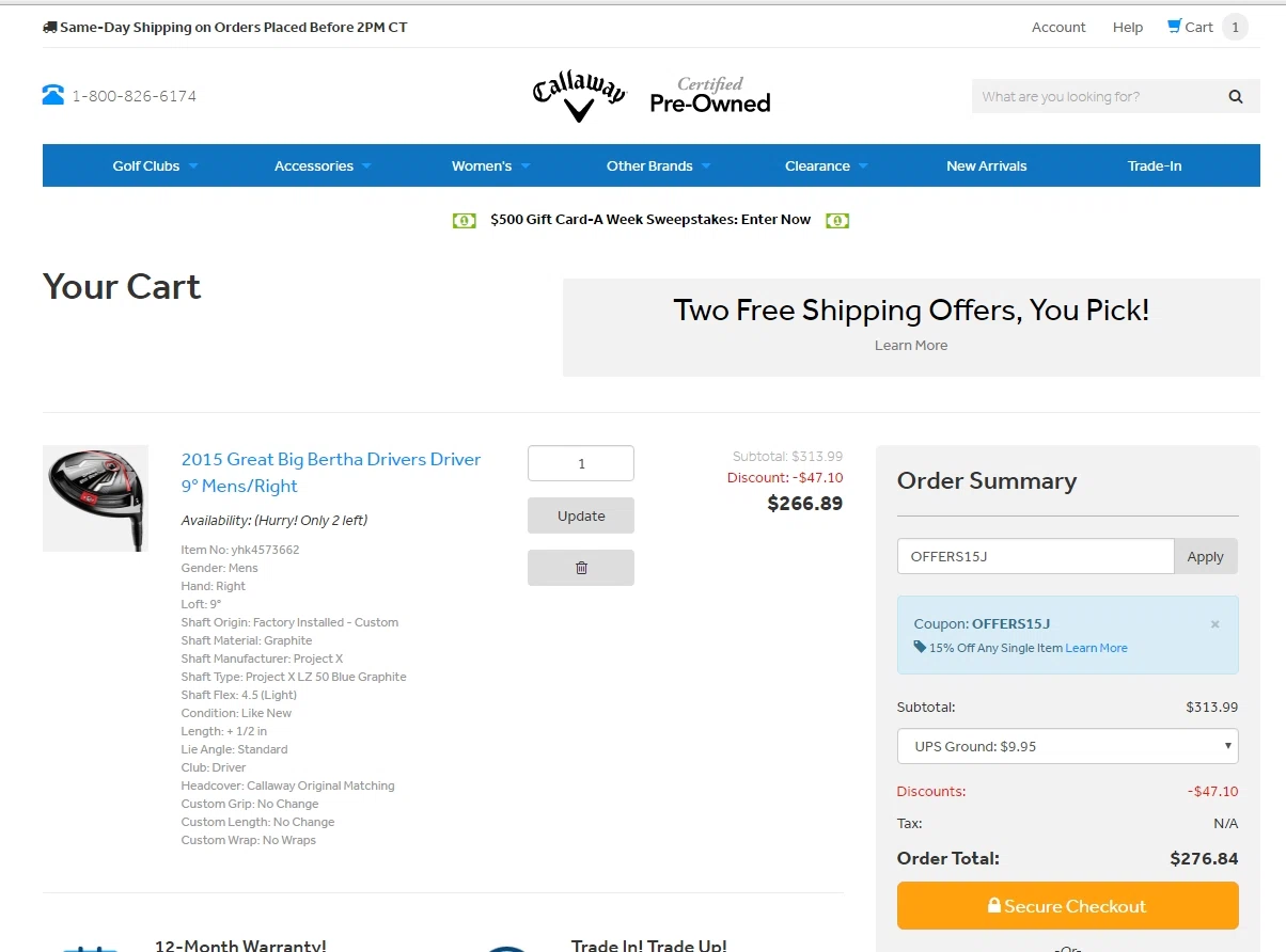 Callaway coupon code