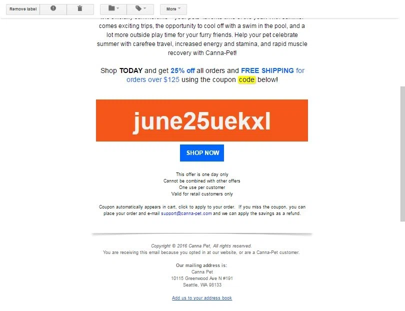 Canna pet coupon code