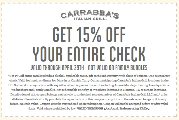 Carrabba's coupon code