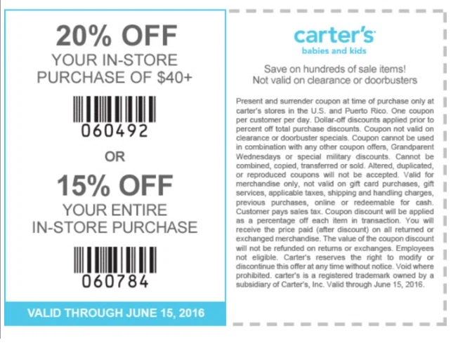 Carters online coupon code december 2018