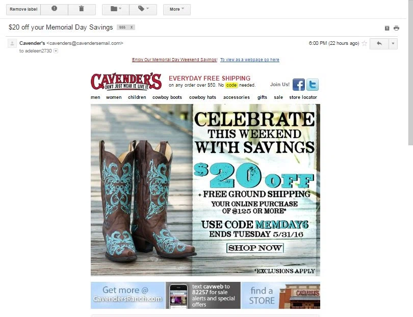 Cavenders coupon codes