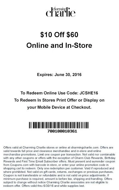 Charming charlie coupon code