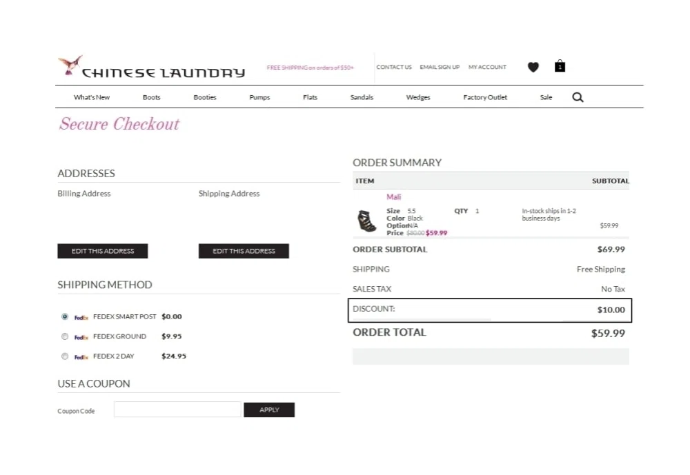Chinese laundry coupon code
