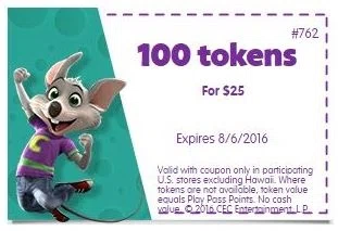 Chuck e cheese coupons groupon