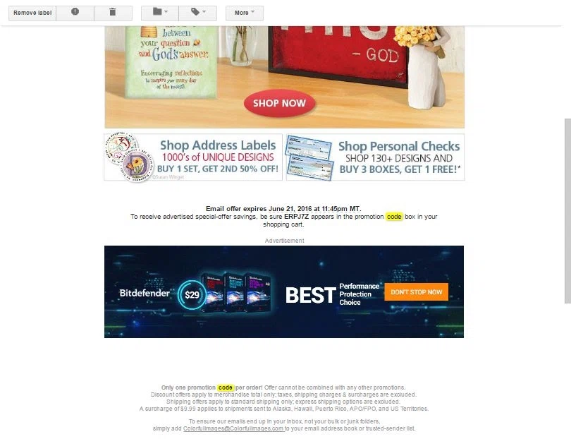 Coupon code for colorful images