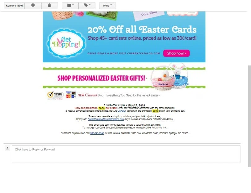 Current catalog coupons