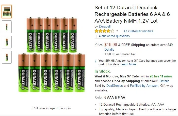 Duracell rechargeable battery coupons