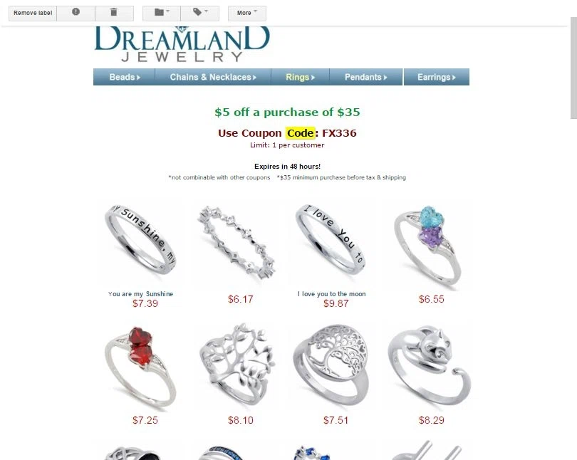 Dreamland jewelry coupon code