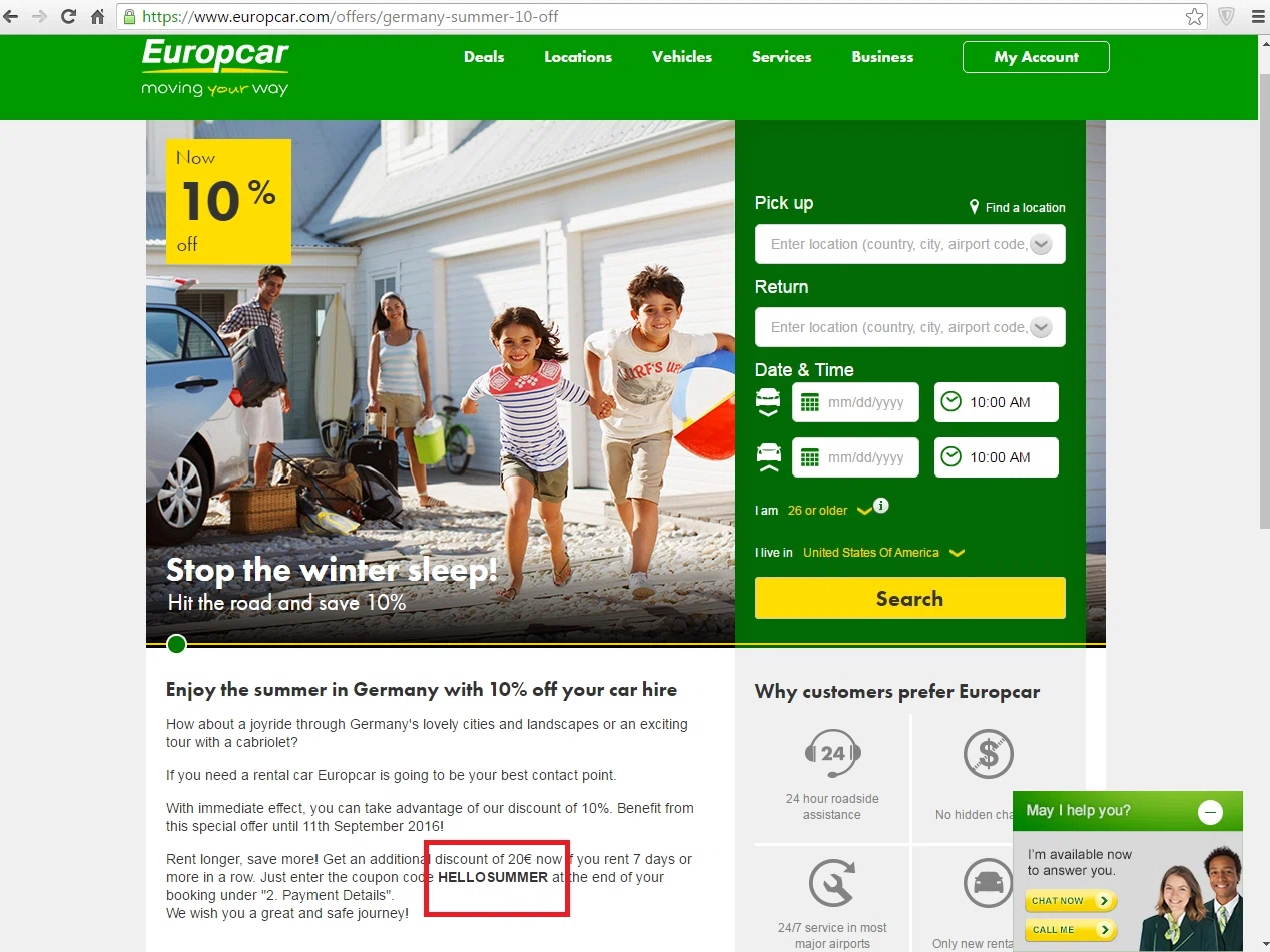 Europe car rental coupons