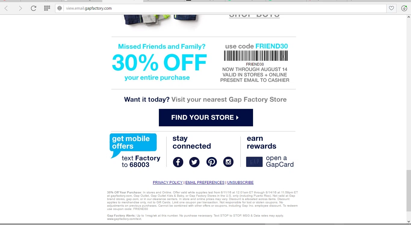 gap factory student discount
