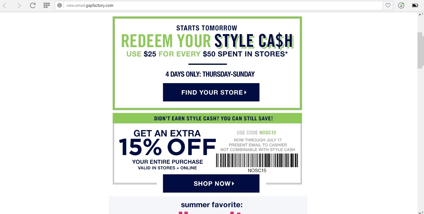 Gap outlet 15 off survey coupon
