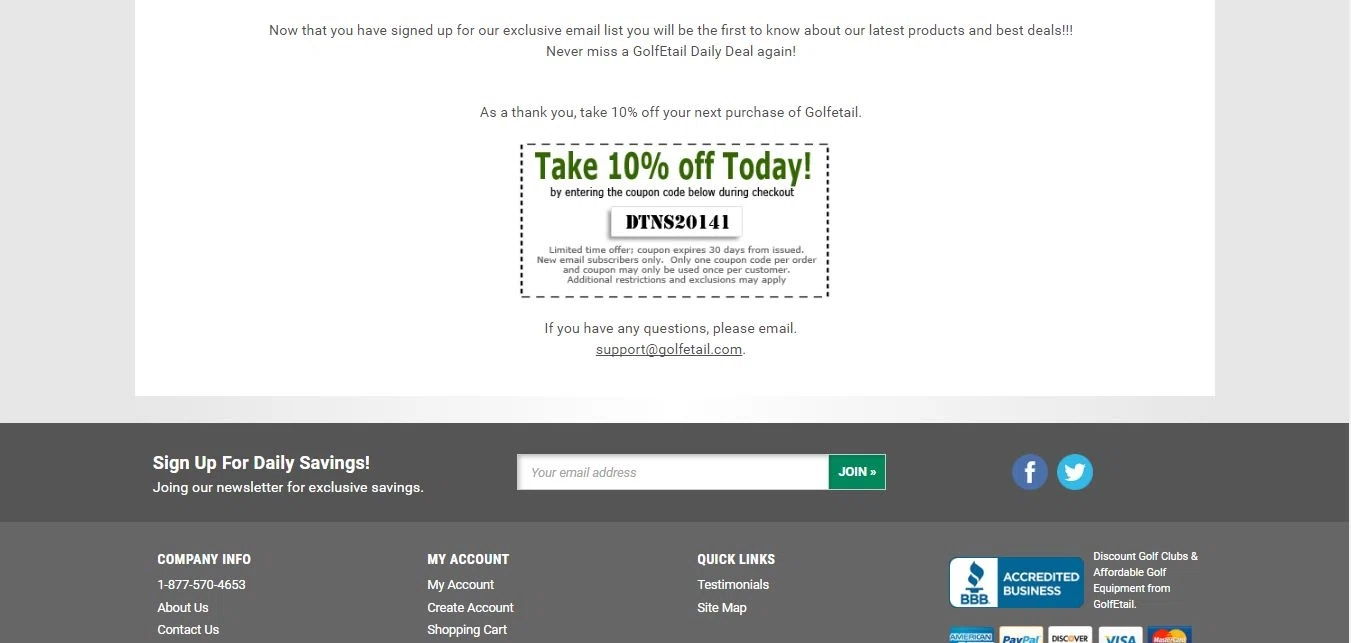Golfetail coupon code