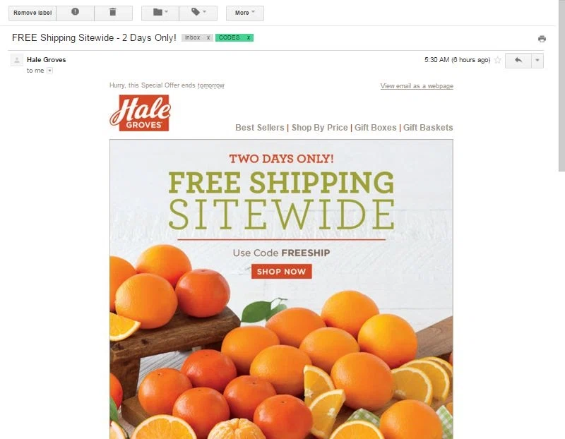 Hale groves coupon code