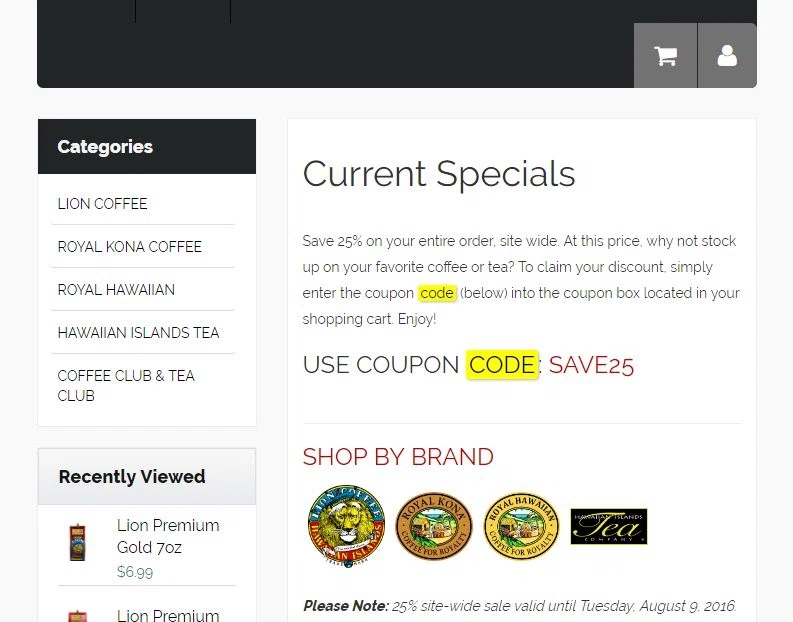 Hawaii coffee company coupons and discount code