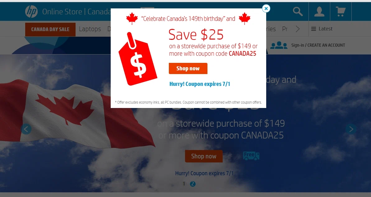 OTHER HP CANADA COUPONS Details: In need of a new printer, laptop or other technology products? No worries! The offers at HP Canada will not damage your budget. Use the promotional coupon to .