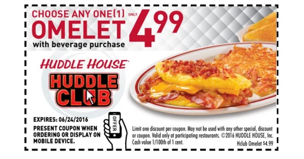 Huddle house coupons discounts