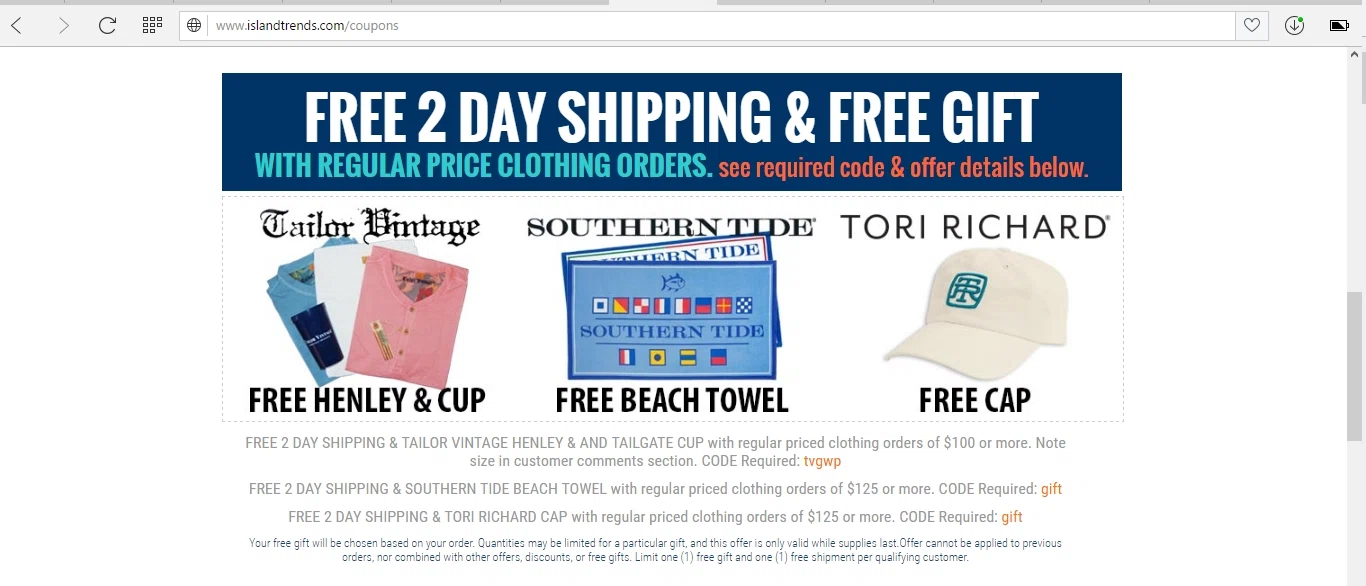 Island importer coupon free shipping