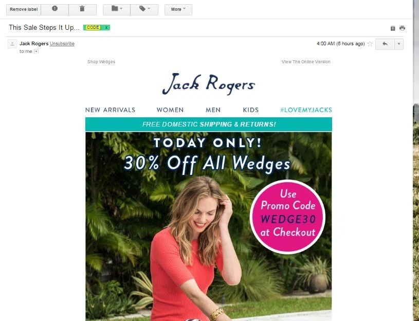 Shop The Under $100 Page Up To 50% Off The Private Sale. At Jack Rogers, you can take advantage of amazing deals like this discount of up to 50% when you shop the Private Sale.