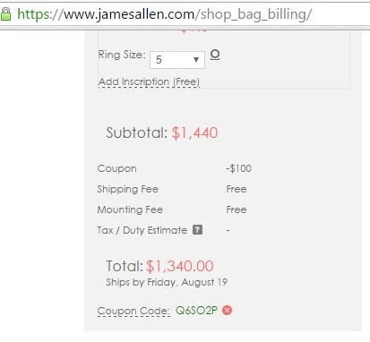 James allen coupon code
