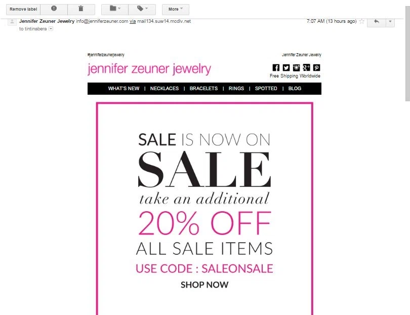 Jennifer zeuner coupon
