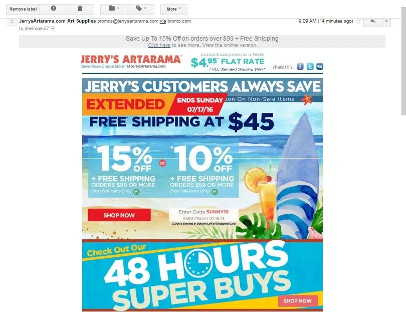Jerry's artarama coupon code