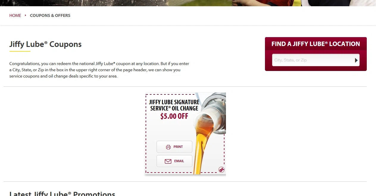 Jiffy lube coupons 10 off