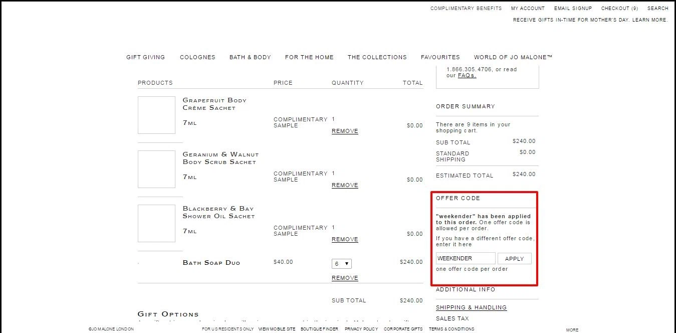 Jo malone discount coupons