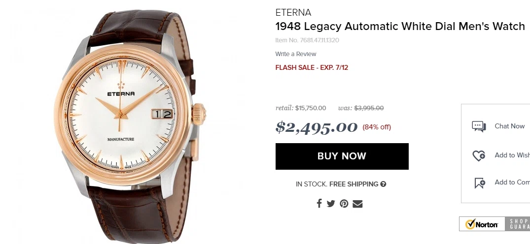 ... Legacy Automatic White Dial Men's Watch (vs. $15.750 List) at Jomashop
