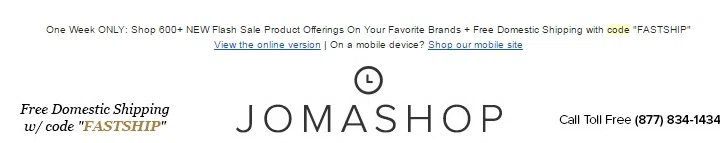 Jomashop coupon free international shipping
