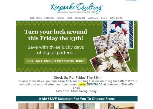 Keepsake quilting coupons discount codes