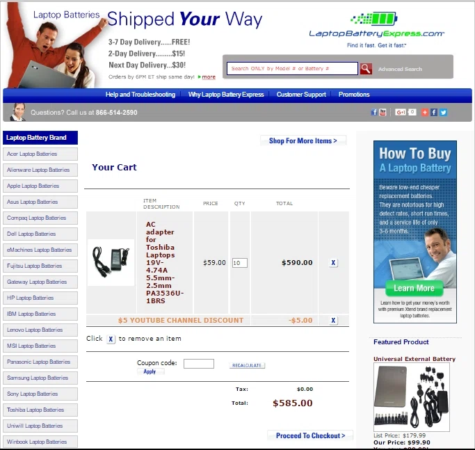 Laptop battery express coupon code Laptop Battery Express Coupons. Laptop Battery Express offers quality replacement laptop batteries, AC adapters, and charges at low prices! Shop now and get FREE Shipping on all orders plus get discount with a coupon code!