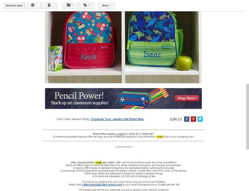 Lillian vernon coupon code