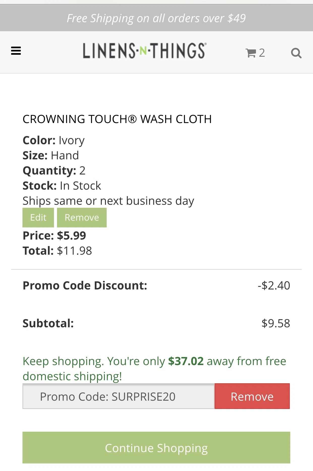 linens and things coupon code free shipping